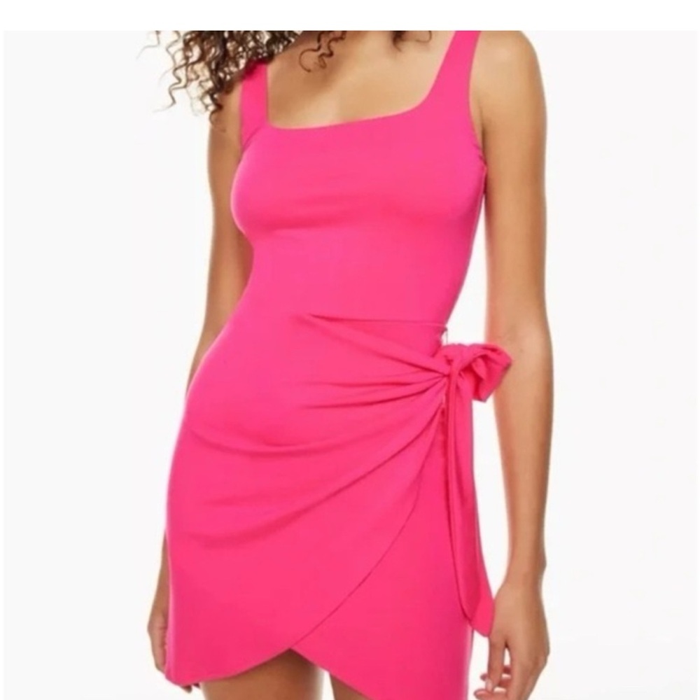Wilfred Pink Asymmetrical Ruched Bodycon Mini Dress